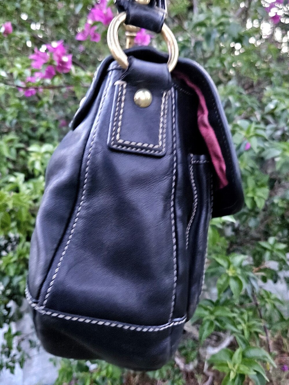 Coach Legacy Ali Flap Bag F12854 Black Leather Pink Lining Turnlock Purse - Picture 3 of 14